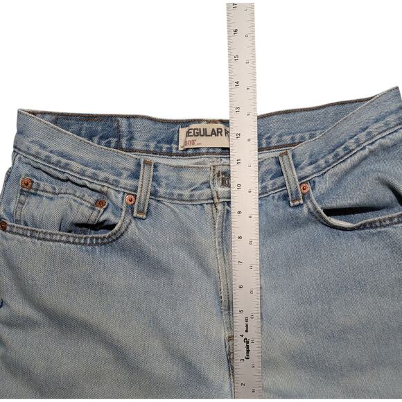 Levi’s 505 Regular Fit Jeans Light Wash Men’s 34x36 Straight Leg Distressed Fade - Picture 14 of 15